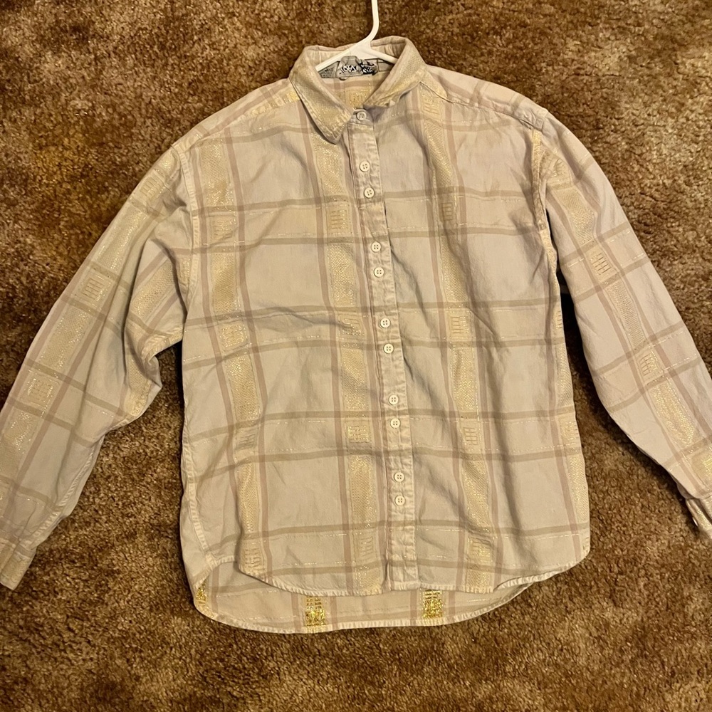 Krazy Kat vintage Beige Checkered Casual Shirt